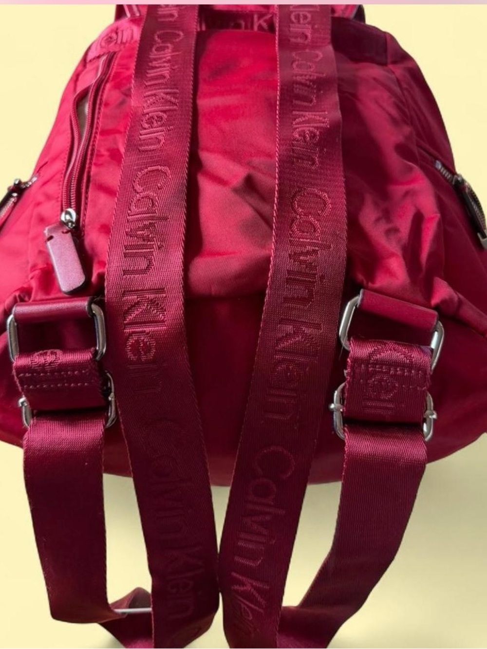 🦋Calvin Klein Hot Pink Nylon Backpack with Silver Hardware - Picture 2 of 5